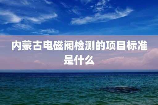 内蒙古电磁阀检测的项目标准是什么